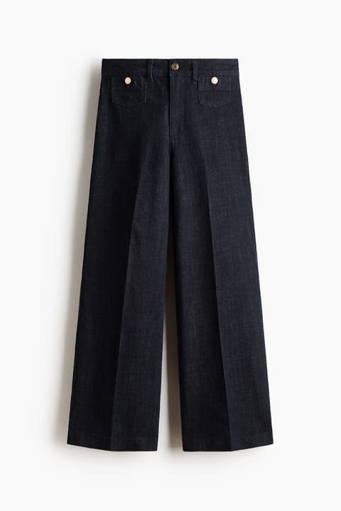 Wide High Waist Ankle Jeans