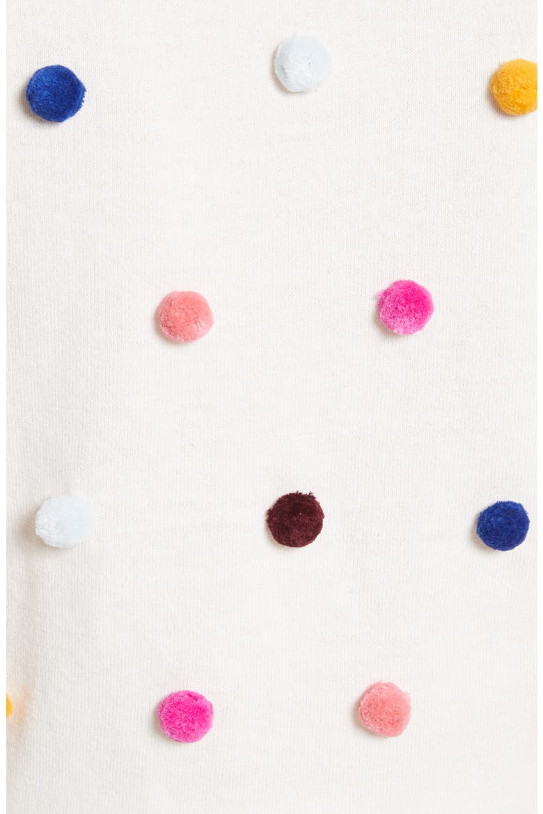 pom embellished cotton & cashmere sweater, Alternate, color, CREAM MULTI