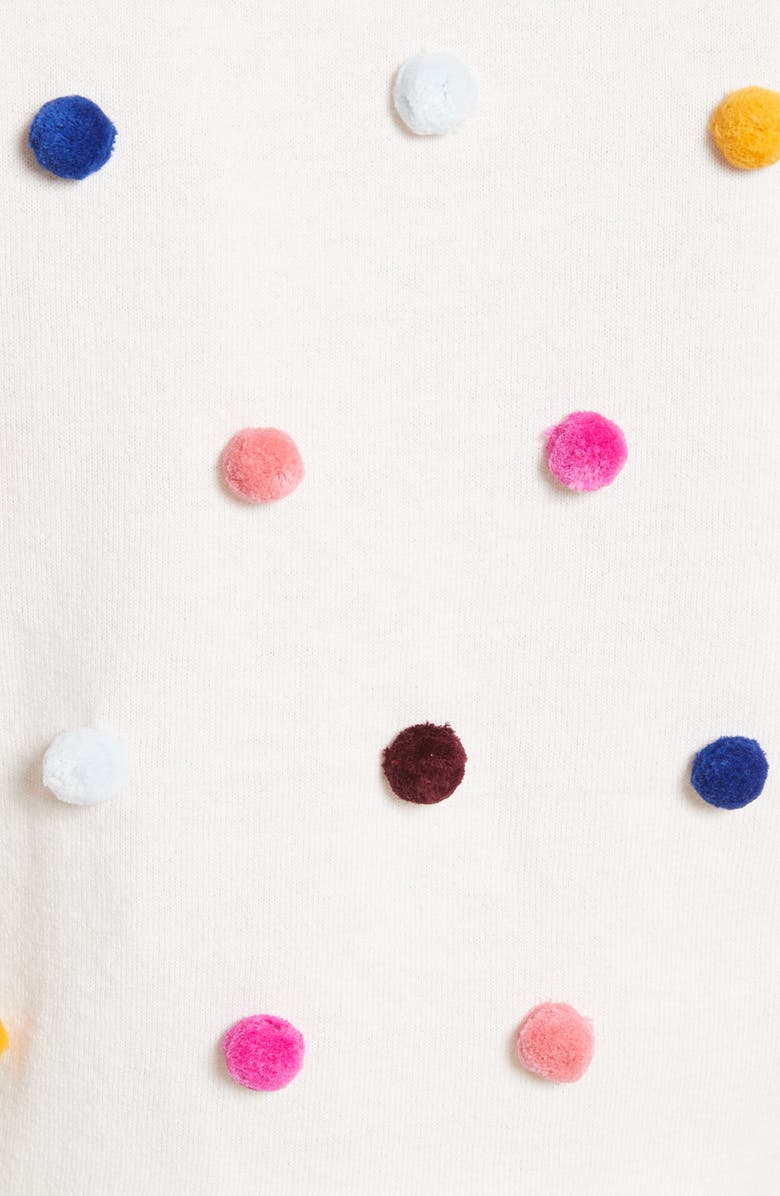 Kate Spade New York pom embellished cotton & cashmere sweater, Alternate, color, 