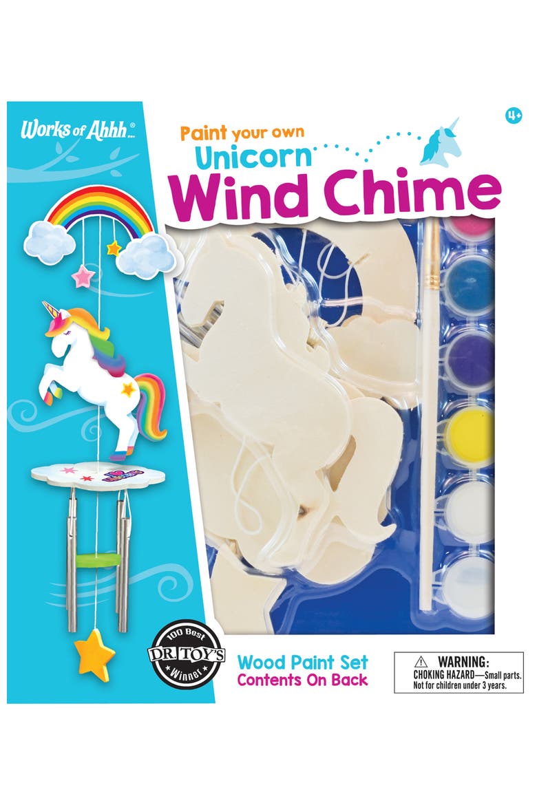 Unicorn Wind Chime Wood Craft Kit, Main, color, Multicolor