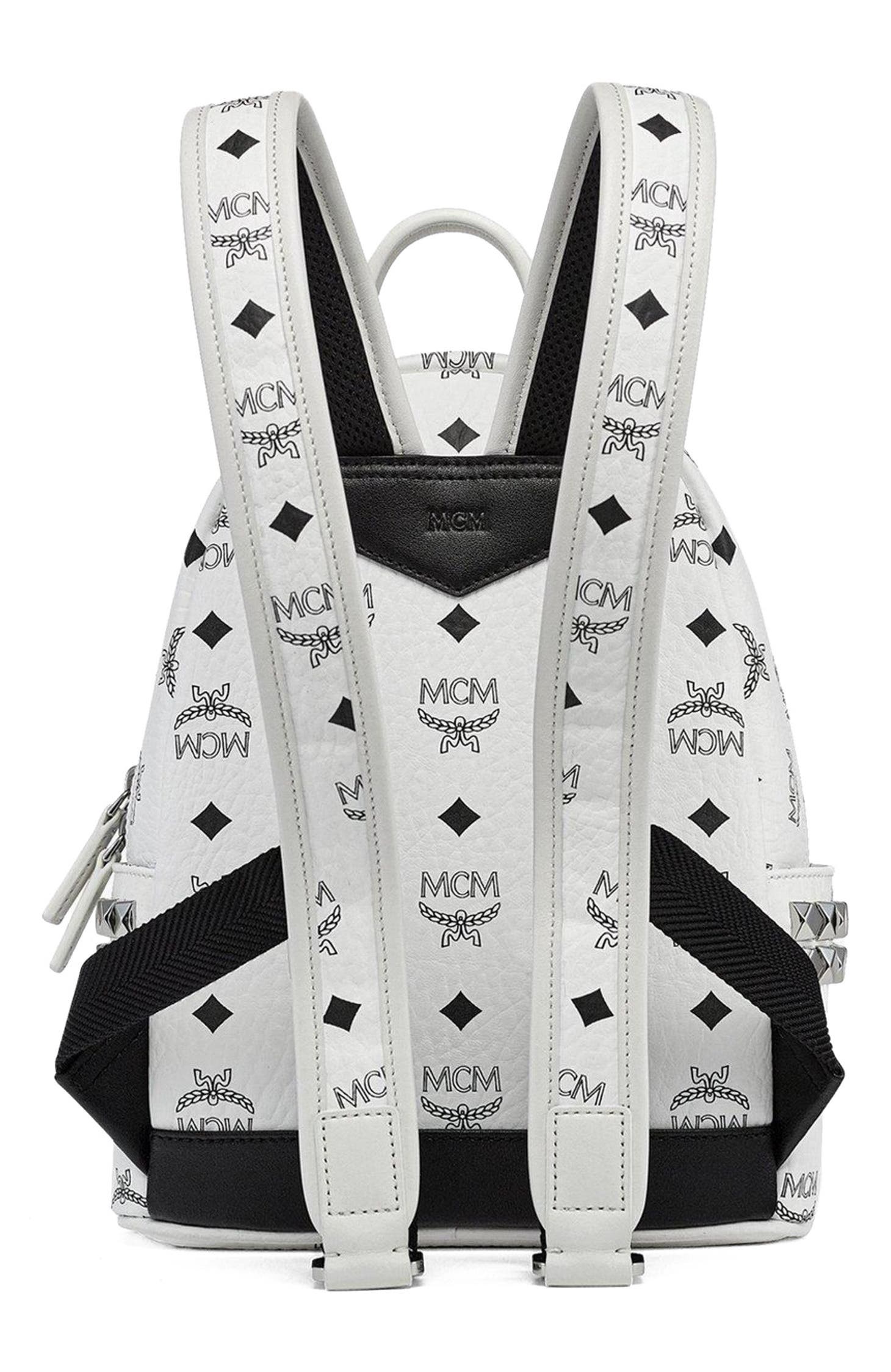 Mini Stark Side Studs Backpack in Visetos, Alternate, color, White