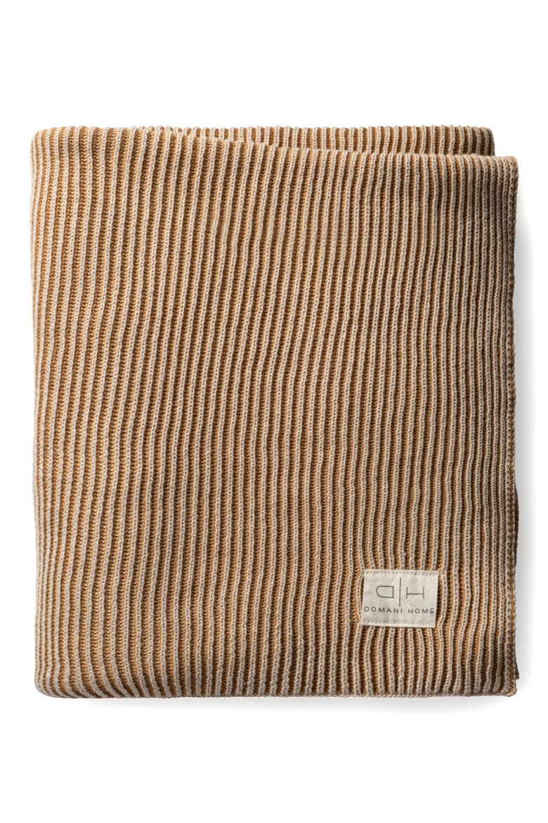 Rib Knit Throw Blanket, Alternate, color, BROWN