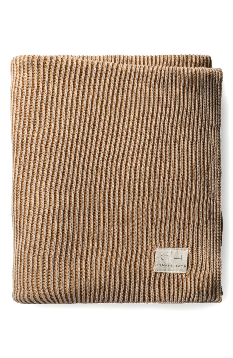 Domani Home Rib Knit Throw Blanket, Alternate, color, Brown