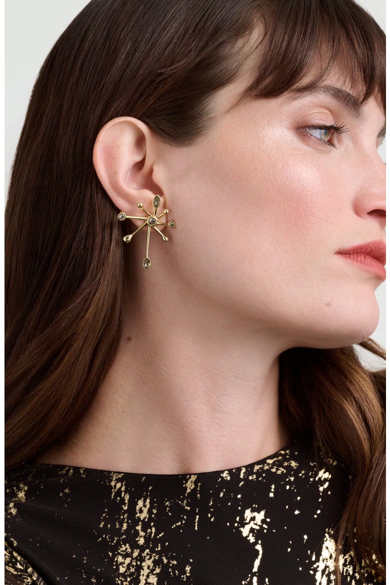 Stella Crystal Starburst Earrings, Alternate, color, GOLD TONE/ BLACK CRYSTAL