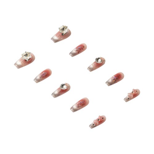 3h Nails Handmade Coffin Press-on Nails In Pink