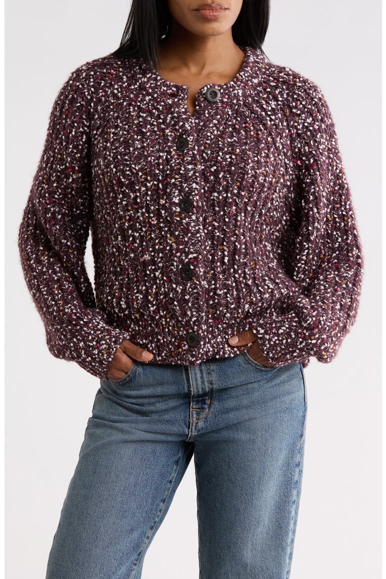 Relaxed Popcorn Cardigan, Main, color, BURGUNDY- IVORY MULTI