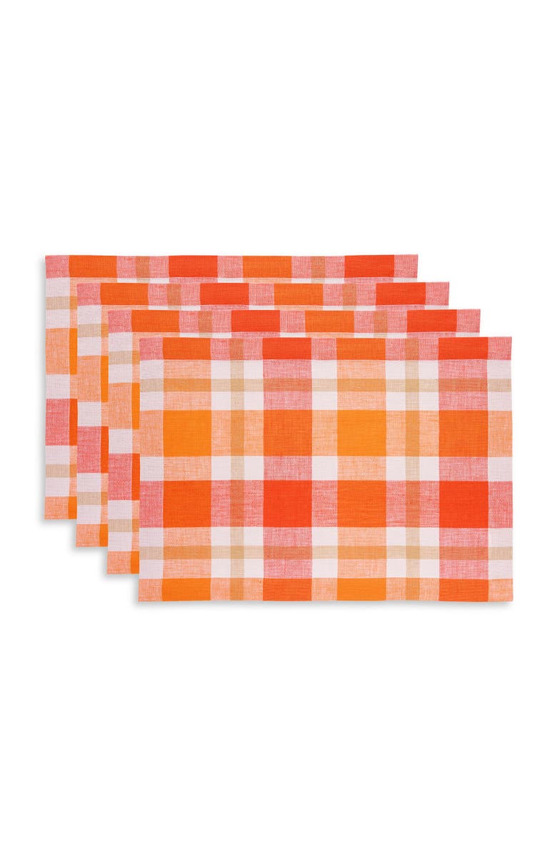 Solino Home Linen Placemats - Fall Buffalo Check, 14" x 19" Inch, Main, color, Pumpkin