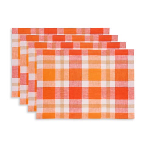 Linen Placemats - Fall Buffalo Check, 14" x 19" Inch