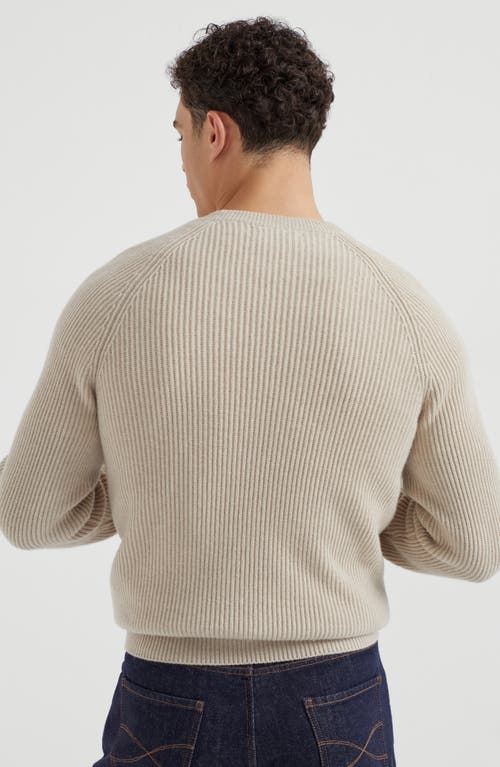 Brunello Cucinelli Cashmere Ribbed Sweater In Neutral