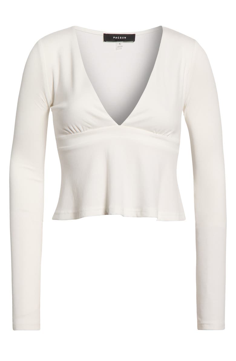 PacSun Charlie Deep V Crop Top, Alternate, color, White