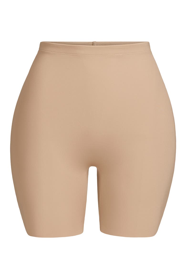 Hip Enhancing Mid Thigh Padded Shorts, Alternate, color, CLAY