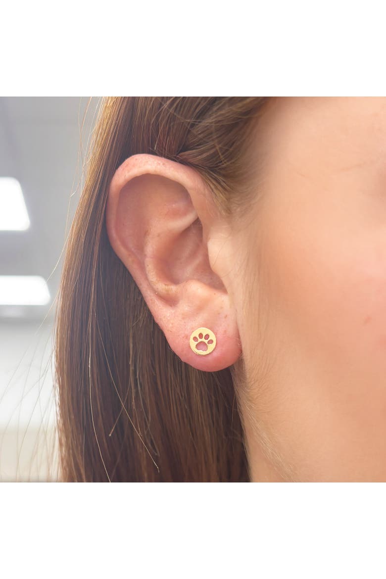 Baby Cut Out Paw Screw Back Stud Earrings, Alternate, color, Yellow Gold