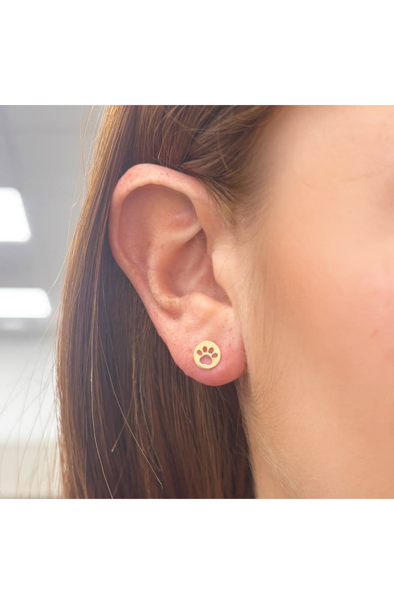 The Lovery Fine Jewelry Baby Cut Out Paw Screw Back Stud Earrings, Alternate, color, Yellow Gold