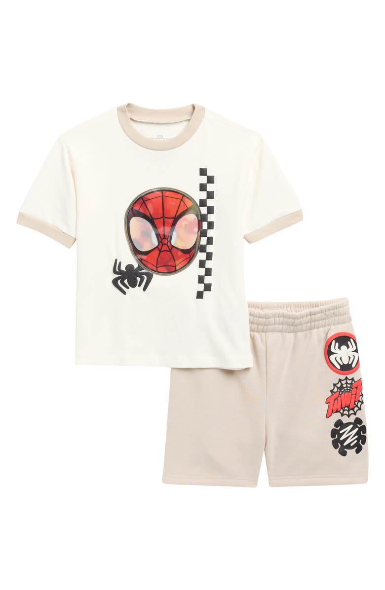 Happy Threads x Marvel<sup>®</sup> Kids' Spider-Man Graphic T-Shirt & Shorts Set, Main, color, 