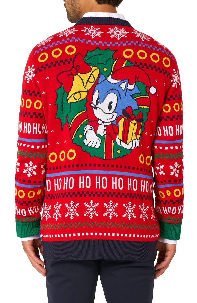 OppoSuits Sonic Christmas Cotton Blend Sweater, Alternate, color, Red Multi