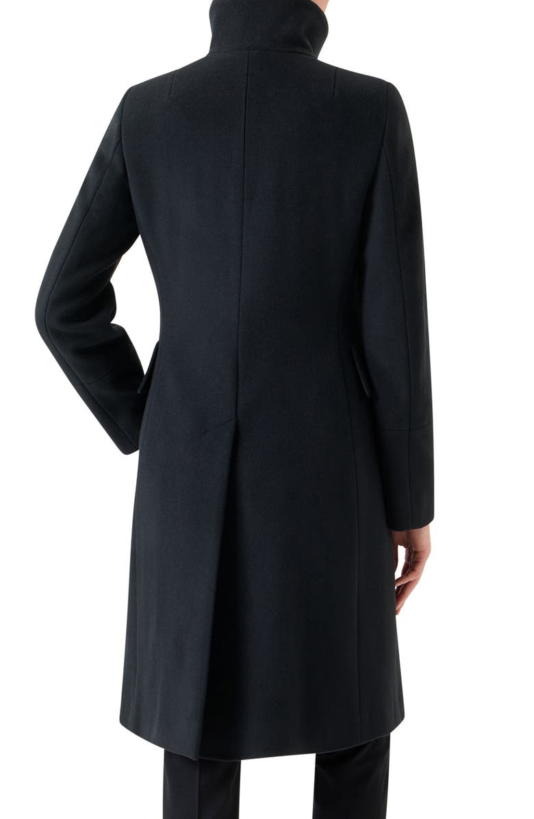 Akris punto Stand Collar Wool Blend Fleece Coat, Alternate, color, 009 Black