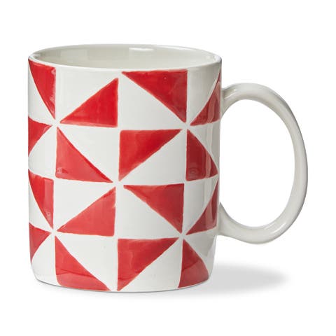 Pinwheel Mug Red Stoneware Summer