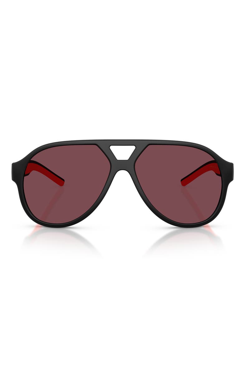 Scuderia Ferrari 58mm Pilot Sunglasses, Main, color, Matte Black / Red Ferrari