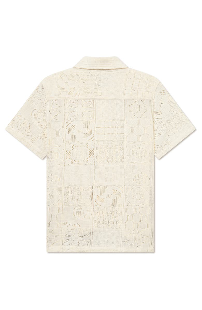 Les Deux Hector Lace Short Sleeve Button-Up Shirt, Alternate, color, Ivory