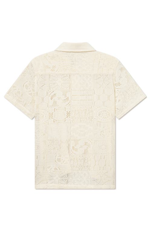 Les Deux Hector Lace Short Sleeve Button-up Shirt In Ivory