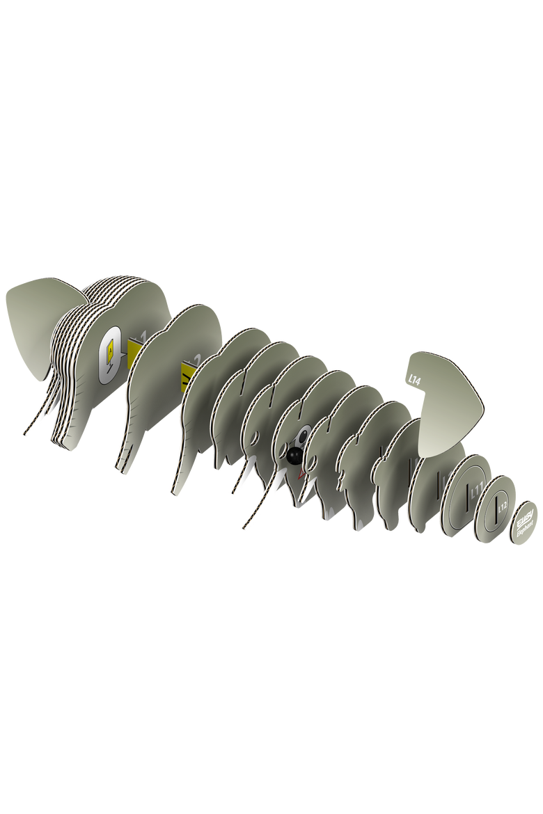 Elephant 3D Puzzle, Alternate, color, No Color