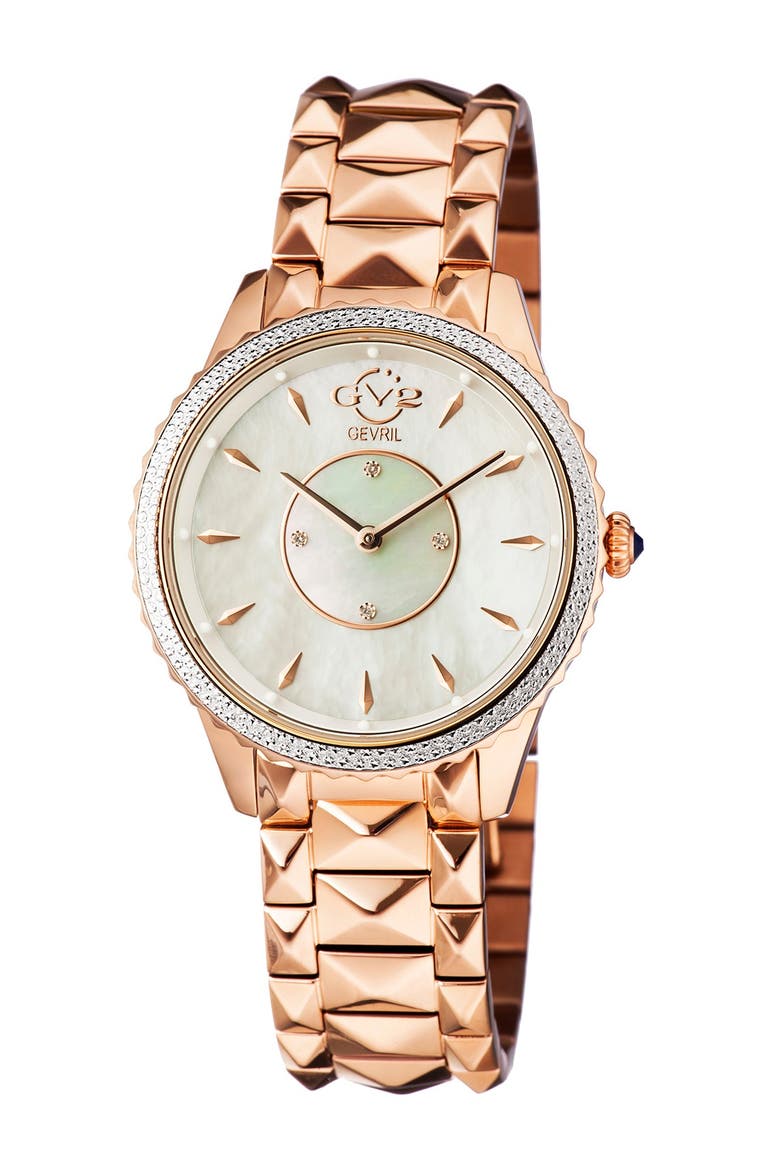 Women's Siena Mother of Pearl Dial Stainless Steel Watch, 38mm - 0.0044 ctw, Main, color, ROSE GOLD