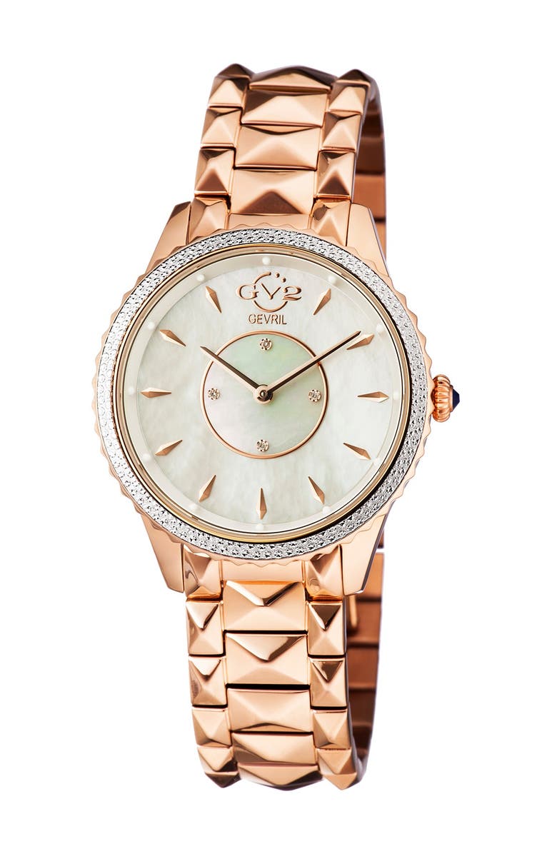 GV2 Women's Siena Mother of Pearl Dial Stainless Steel Watch, 38mm - 0.0044 ctw, Main, color, Rose Gold
