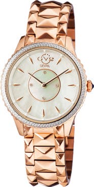 GV2 Women's Siena Mother of Pearl Dial Stainless Steel Watch, 38mm - 0.0044 ctw