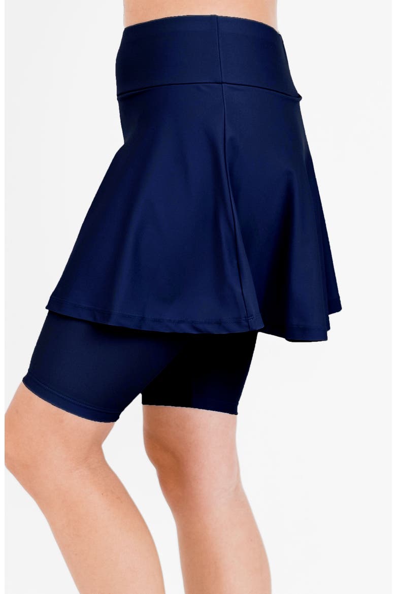 Midi Swim Skort With Bike Shorts, Alternate, color, Navy
