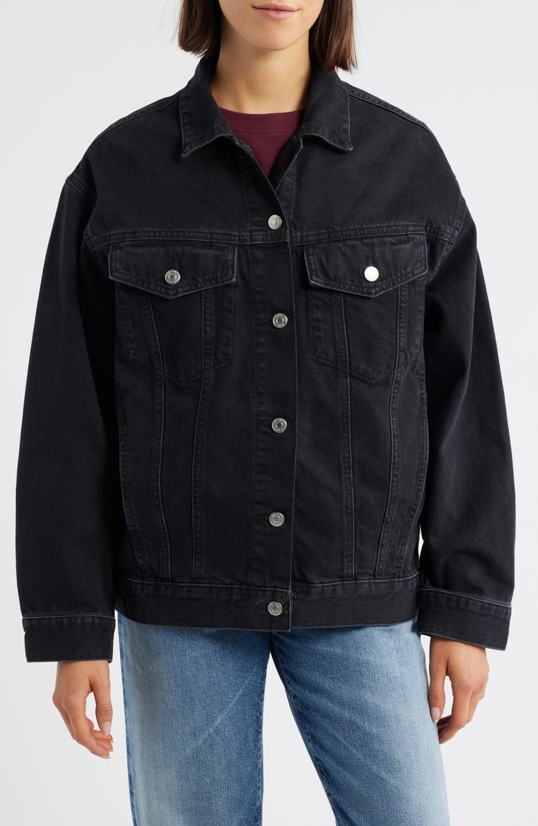 Mavi Jeans Luna Denim Trucker Jacket, Alternate, color, Dark Smoke