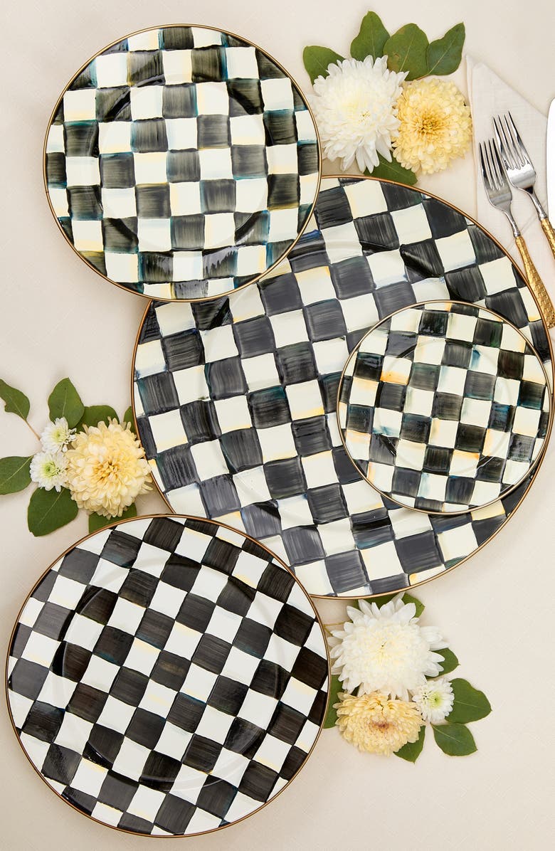 MACKENZIE CHILDS Courtly Check Enamel Serving Plate, Alternate, color, Black/ White