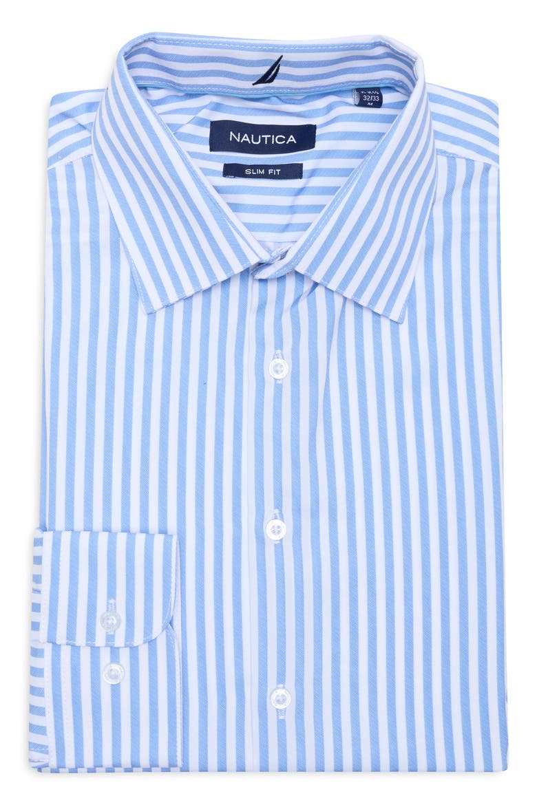 Slim Fit Stretch Dress Shirt, Alternate, color, WHITE/ BLUE STRIPE