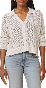 Splendid Haven Openwork Cotton Johnny Collar Cardigan