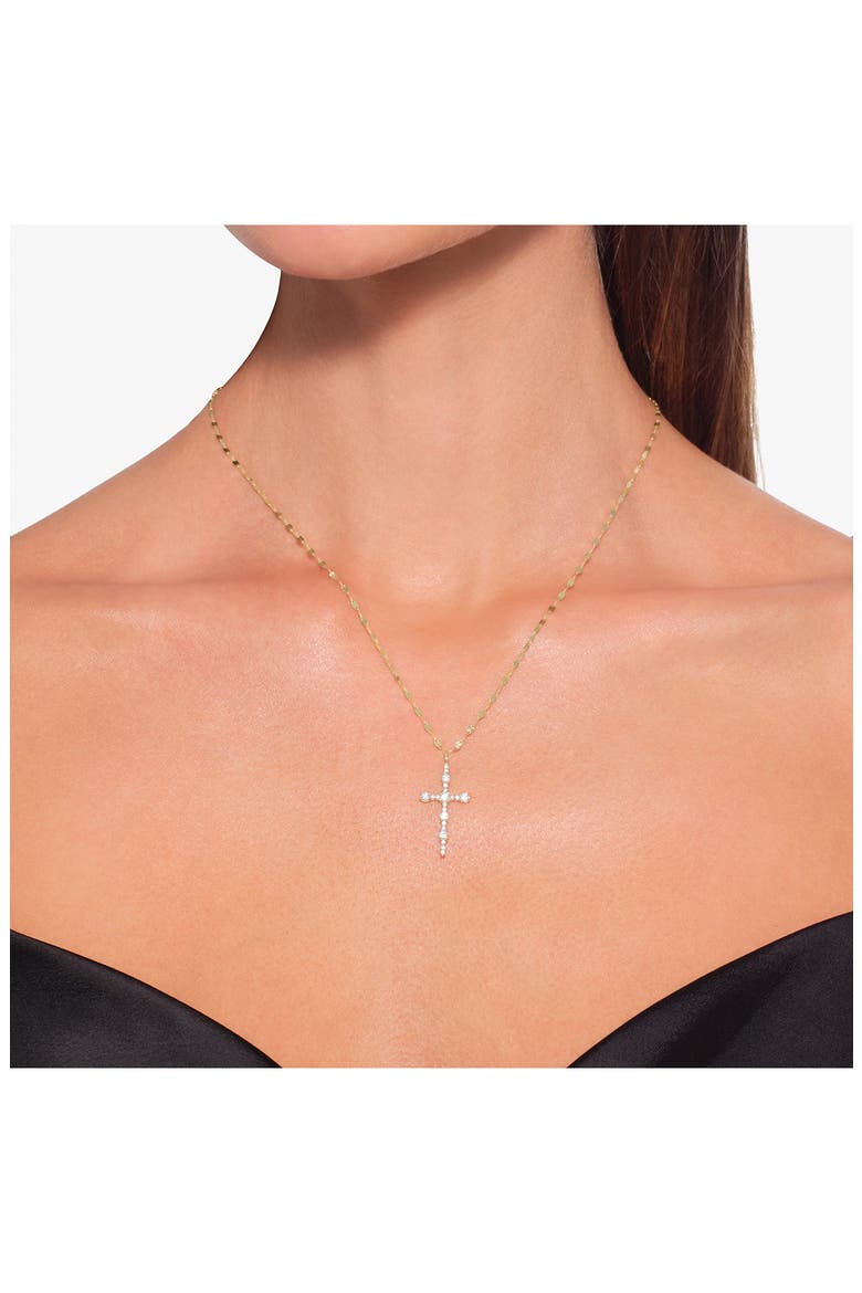 14K Gold Elevated Diamond Cross Pendant Necklace, Alternate, color, YELLOW