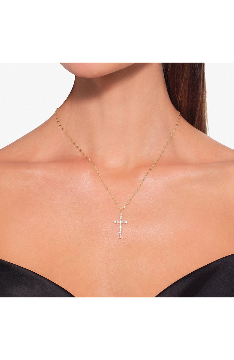 LANA 14K Gold Elevated Diamond Cross Pendant Necklace, Alternate, color, Yellow