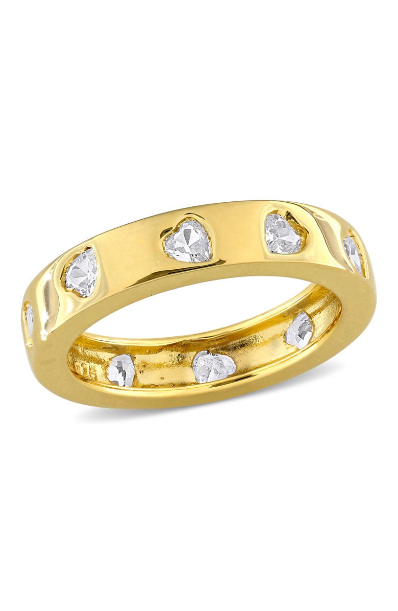 Julianna B. Lab-Created Gemstone Heart Eternity Ring, Main, color, White Sapphire