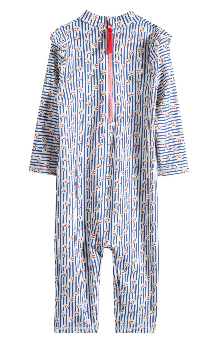 Boden Stripe Long Sleeve One-Piece Rashguard Swimsuit, Alternate, color, Stripe Cherries