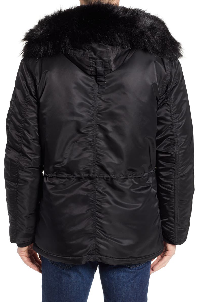 Schott NYC Satin Flight Parka with Removable Faux Fur Lining, Alternate, color, 