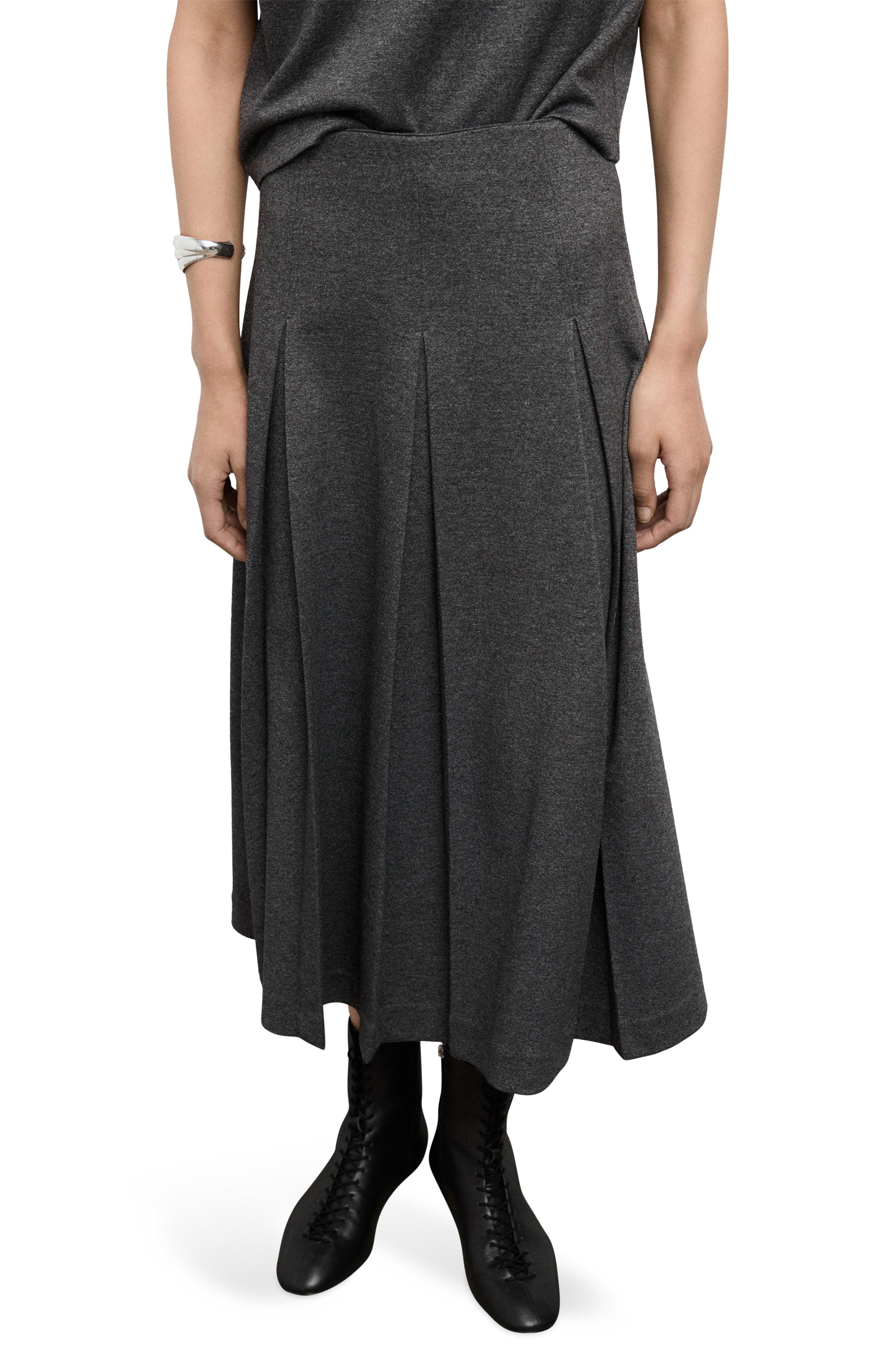 MANGO Pleated A-Line Midi Skirt