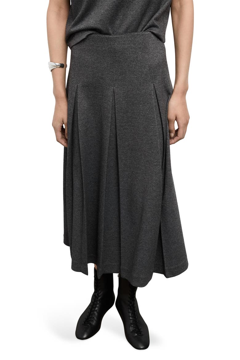 Pleated A-Line Midi Skirt, Main, color, GREY