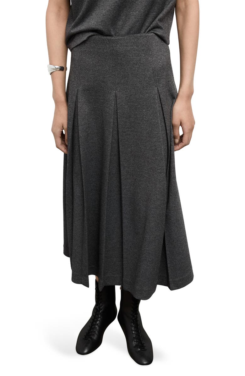 MANGO Pleated A-Line Midi Skirt, Main, color, Grey