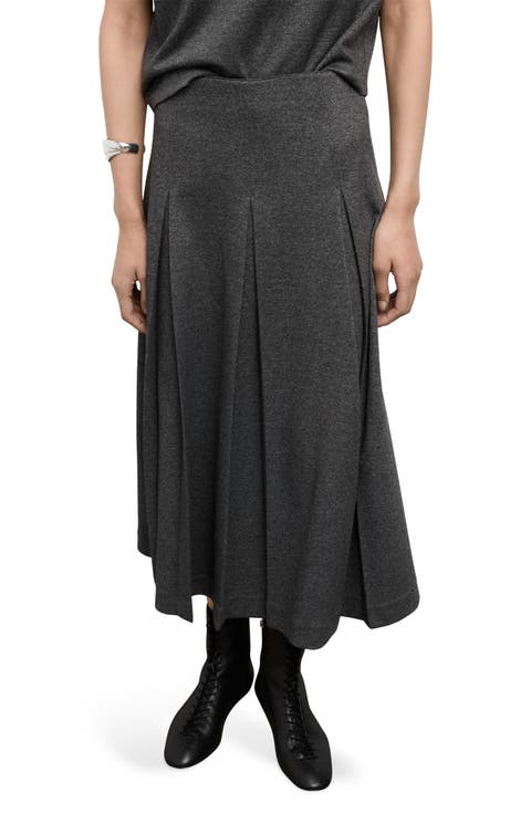 Pleated A-Line Midi Skirt