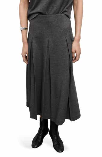Pleated A-Line Midi Skirt