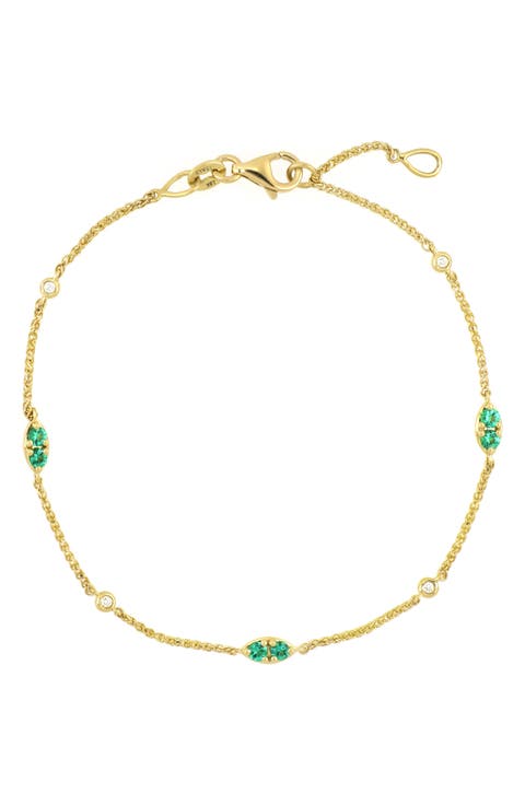 El Mar Diamond & Emerald Station Bracelet (Nordstrom Exclusive)