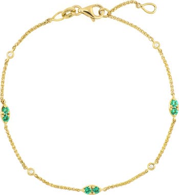 El Mar Diamond & Emerald Station Bracelet