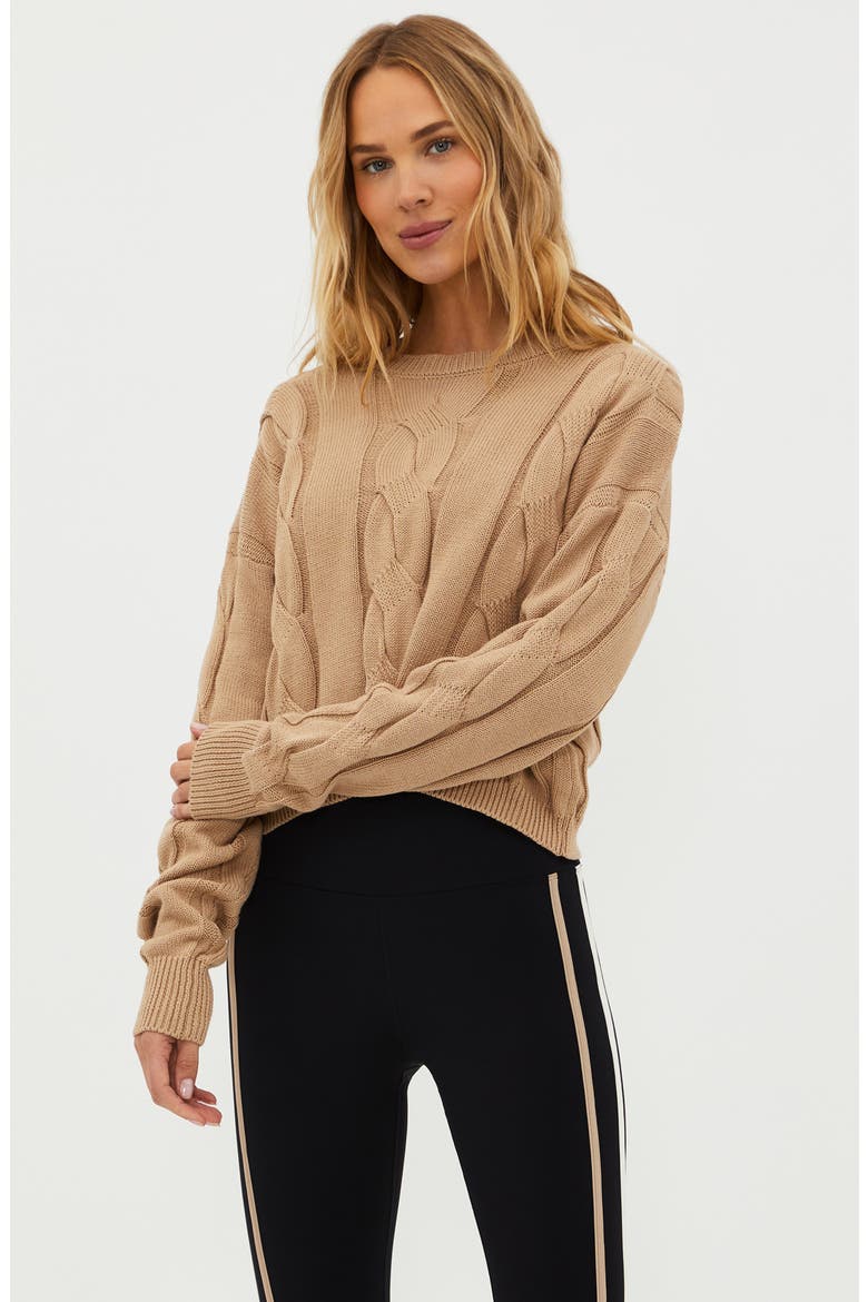 Clarice Cotton Cable Stitch Sweater, Alternate, color, SANDSHELL