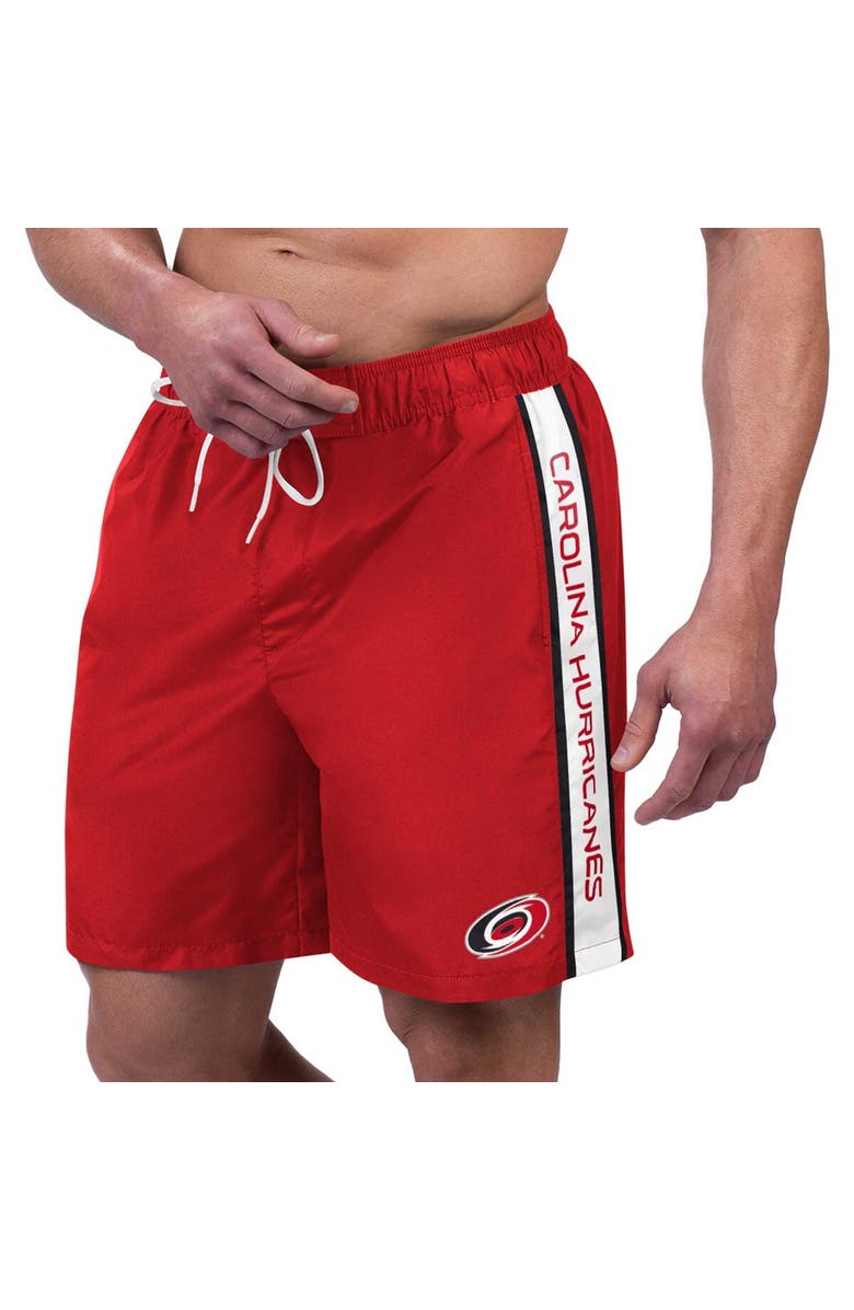 G-III SPORTS BY CARL BANKS Men's G-III Sports by Carl Banks Red Carolina Hurricanes Streamline Volley Swim Trunks, Main, color, 
