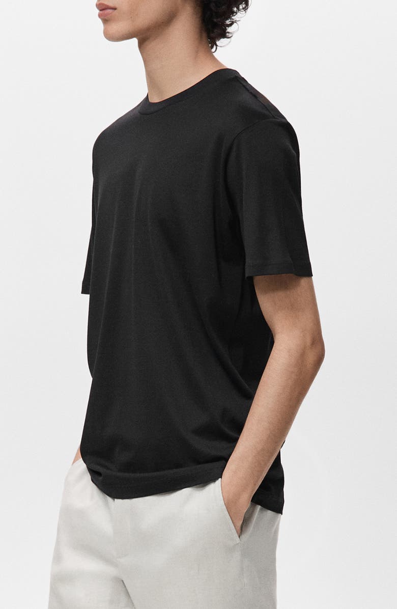 MANGO Slim Fit Cotton T-Shirt, Alternate, color, Black
