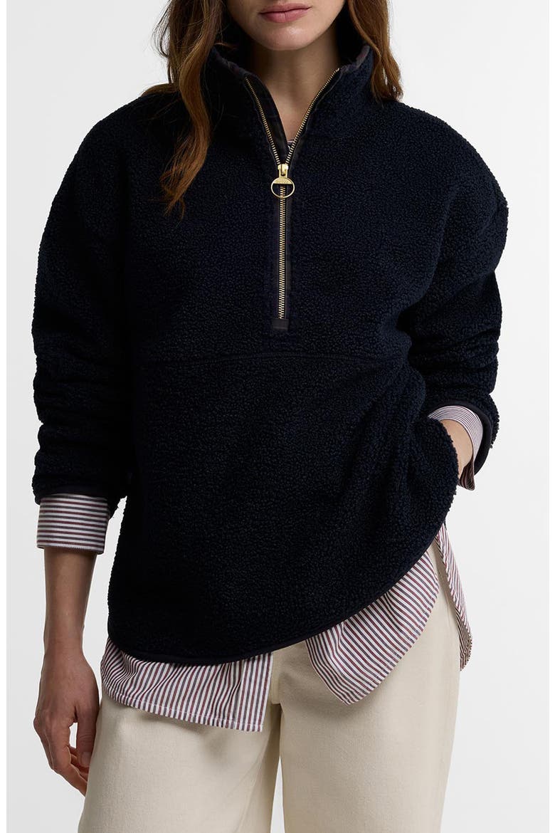 Merys Quarter Zip Fleece Pullover, Main, color, DARK NAVY