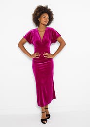 Joe Browns Velvet Deep V Neck Midi Dress